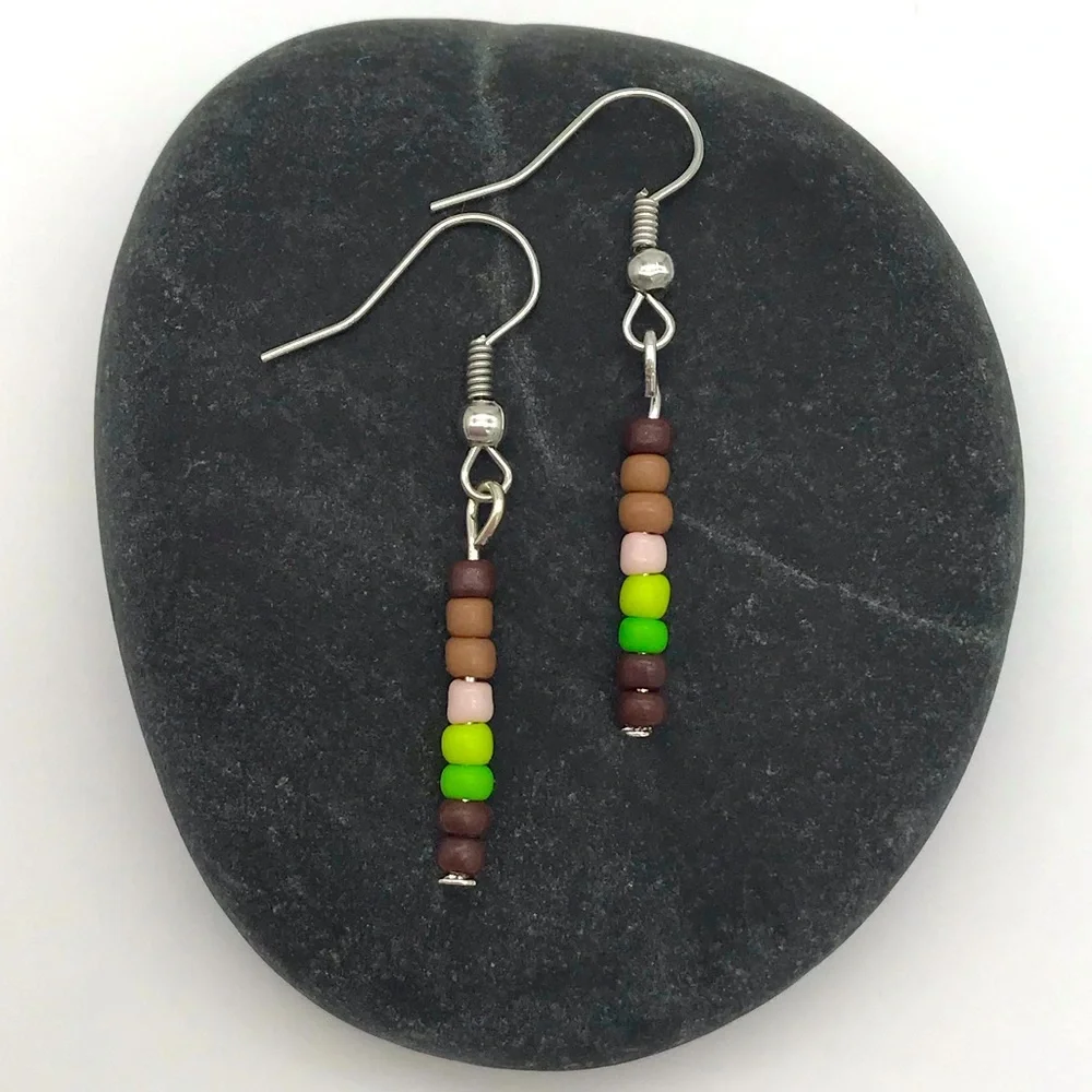 Boho Lightweight Neutral Avocado Dangle Earrings - Picture 1 of 3
